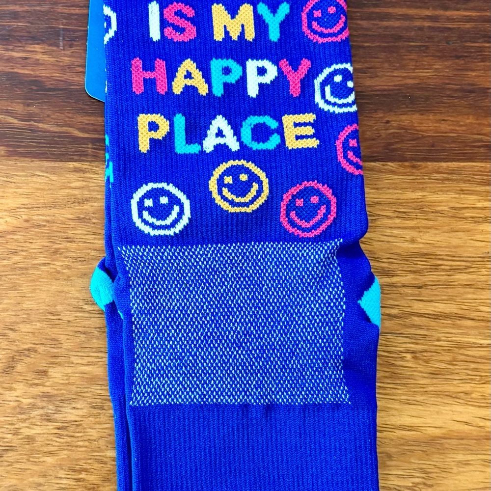 Brooks Blue and Yellow Casual Socks with Playful Design